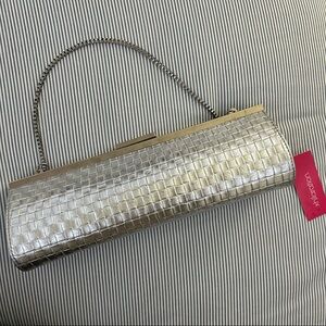 new vintage silver rectangular clutch purse